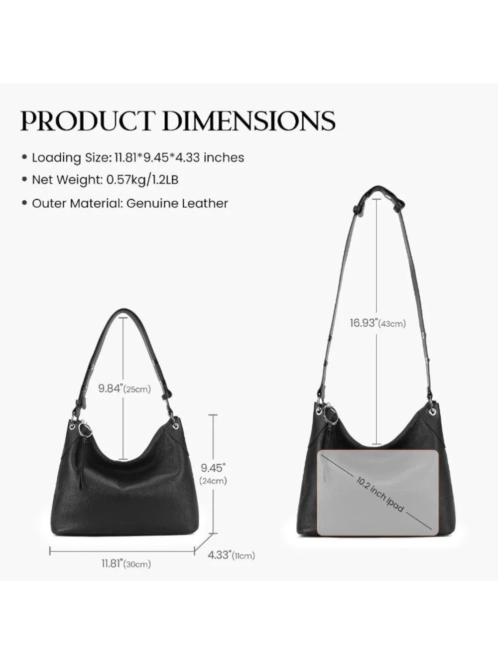Trendy Genuine Leather Hobo Bag for Women | Soft Crossbody Shoulder Purse with